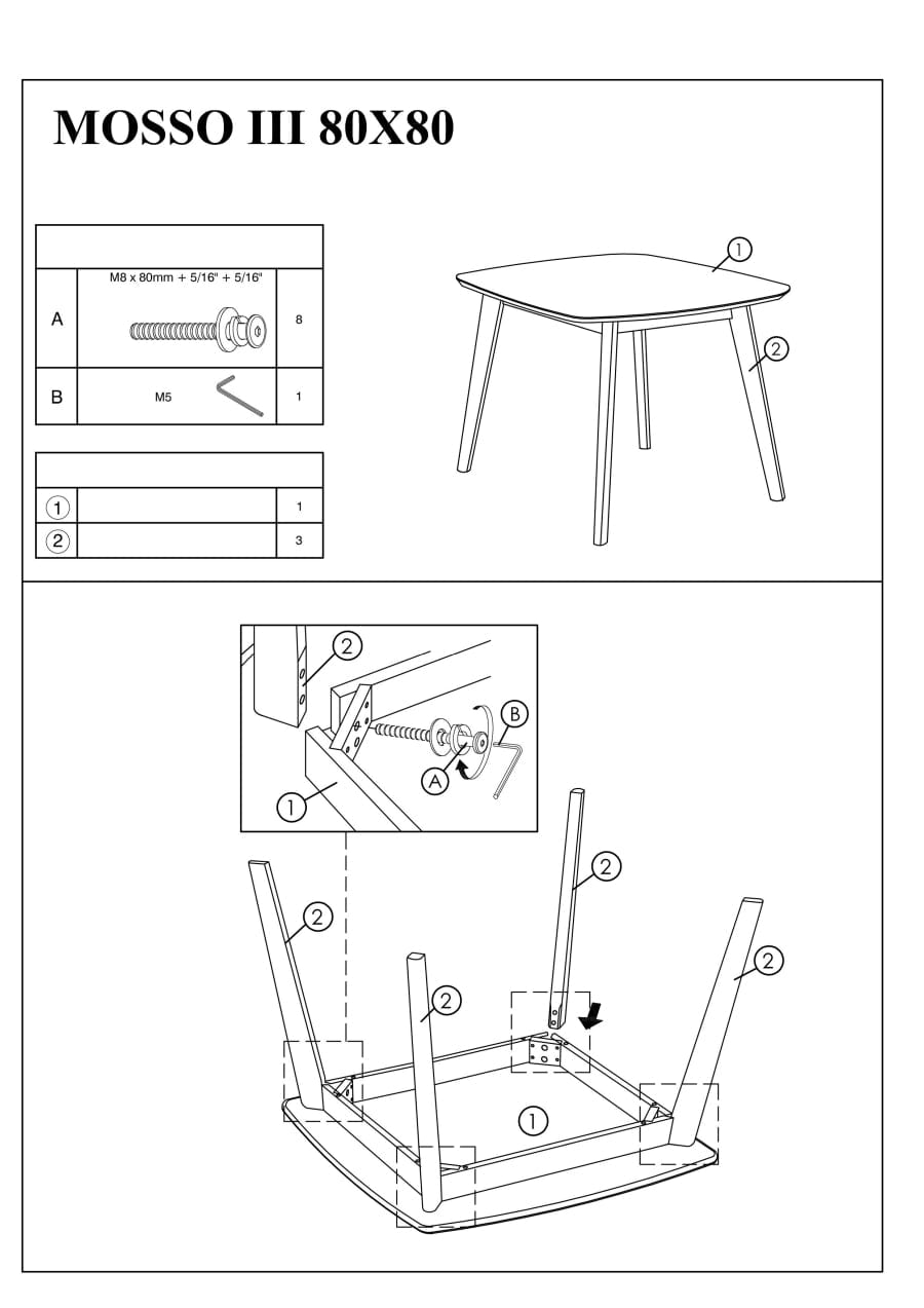 Masa din MDF, furnir si lemn, Mosley III Stejar, L80xl80xH75 cm (2)