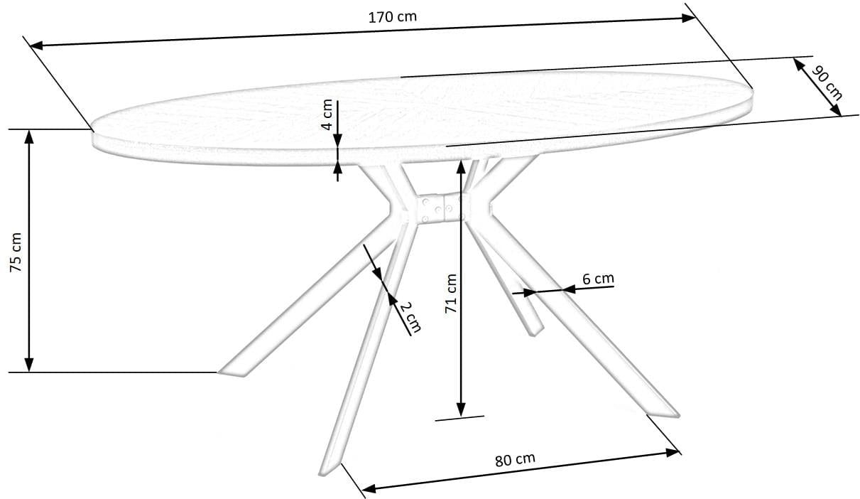 Masa din MDF, furnir si metal, Locanto Nuc / Negru, L170xl90xH75 cm (12)