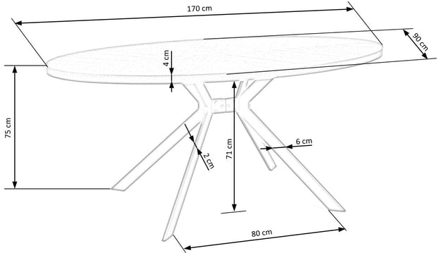 Masa din MDF, furnir si metal, Locanto Nuc / Negru, L170xl90xH75 cm (12)