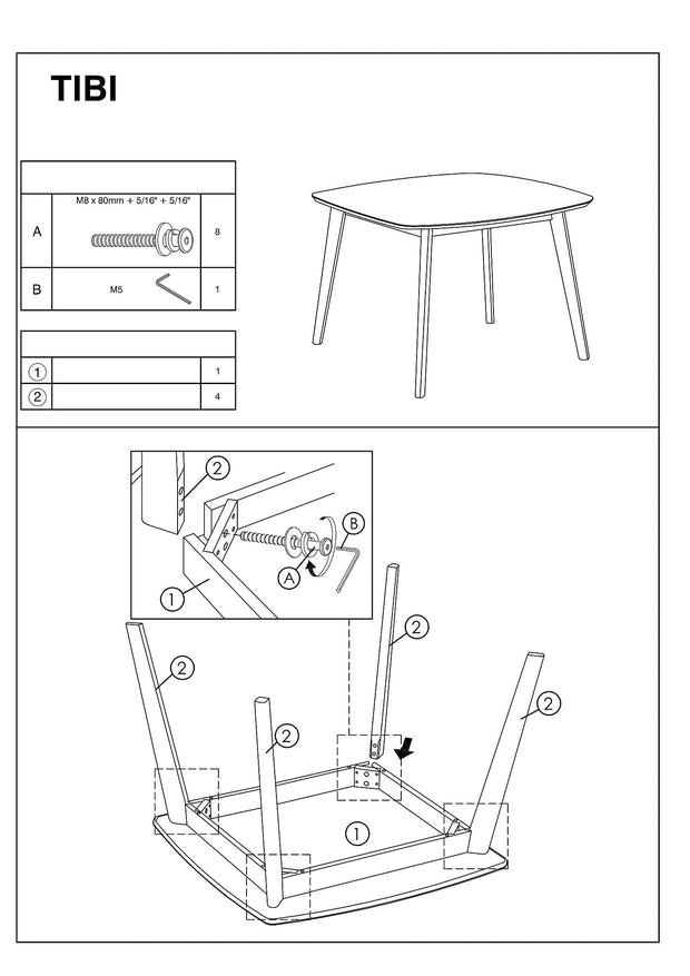 Signal Masa din MDF si lemn, Tiberio Alb / Stejar White Wash, L90xl80xH75 cm