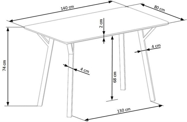 Halmar Masa din MDF si metal, Ballari Rectangle Gri Deschis / Negru, L140xl80xH74 cm