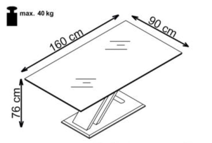 Masa din sticla, MDF si metal, Netra Alb / Stejar Sonoma, L160xl90xH76 cm (8)