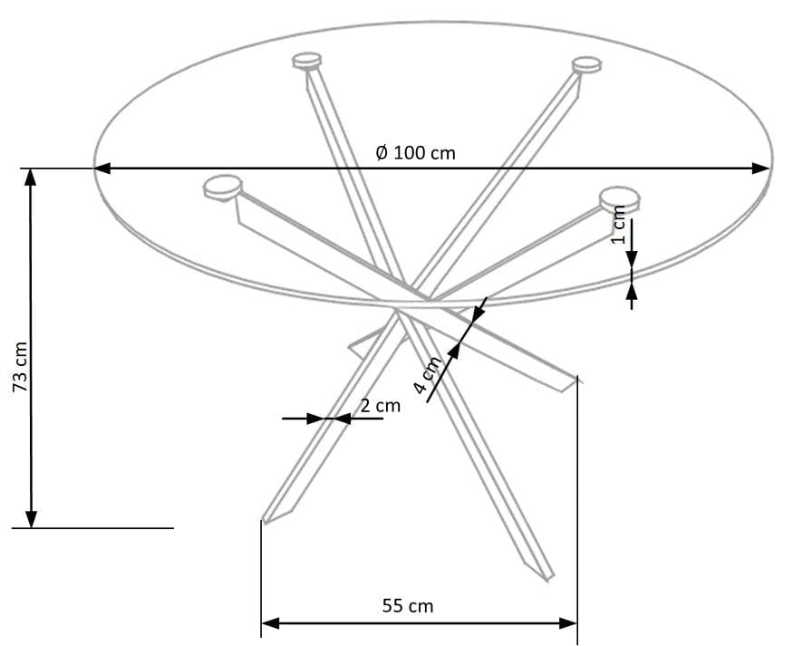 Halmar Masa din sticla si metal, Raymandi Transparent / Auriu, Ø100xH73 cm