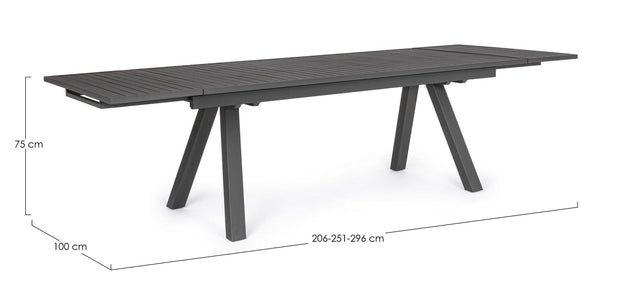 Masa extensibila de gradina / terasa din metal, Crozet Antracit, L206-296xl100xH75 cm (10)