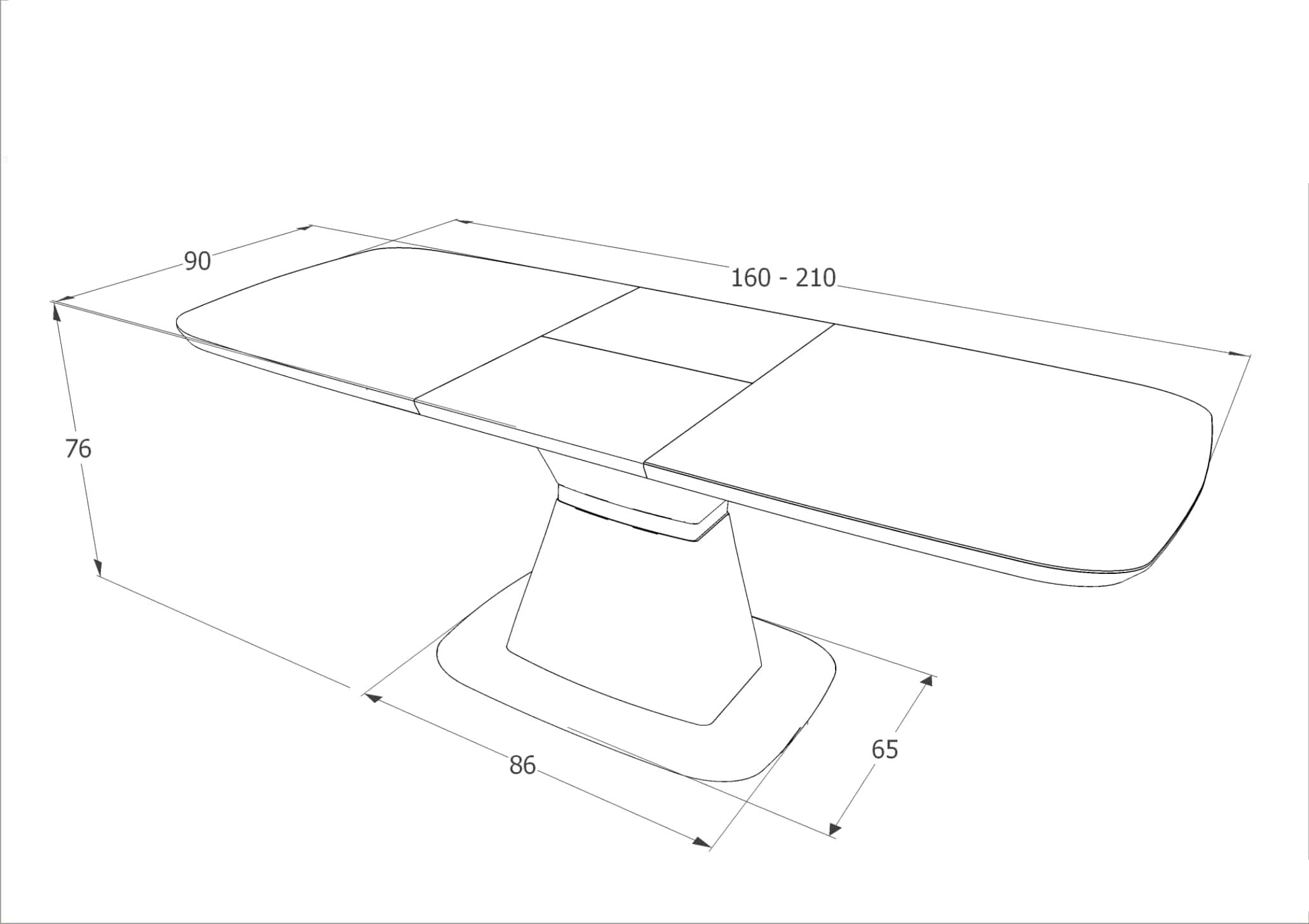 Signal Masa extensibila din ceramica, MDF si metal, Savier II Alb, L160-210xl90xH76 cm