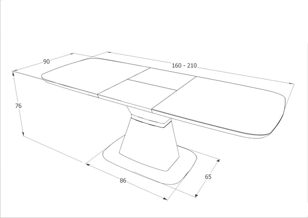 Signal Masa extensibila din ceramica, MDF si metal, Savier II Alb, L160-210xl90xH76 cm