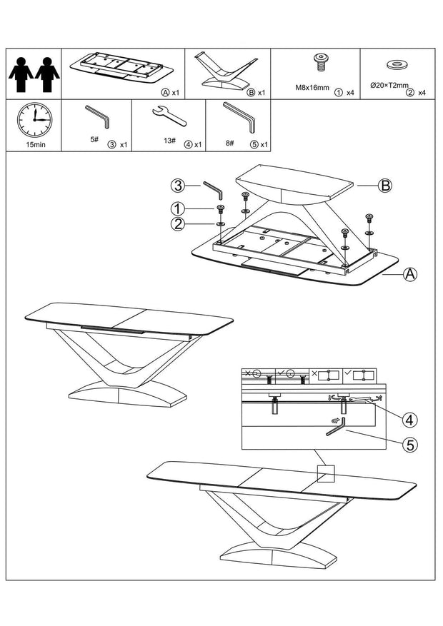 Masa extensibila din ceramica, MDF si sticla, Dorsey Gri / Nuc, L180-240xl95xH76 cm (11)