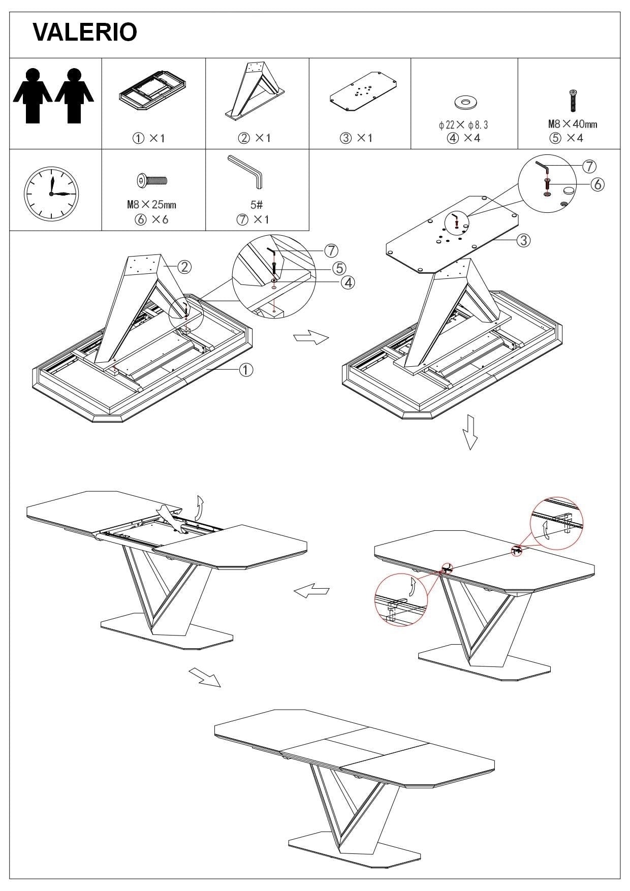 Signal Masa extensibila din ceramica si MDF, Valli Gri / Alb, L160-220xl90xH76 cm