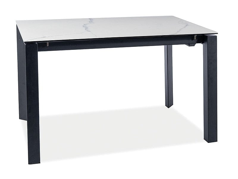 Masa extensibila din ceramica, sticla si metal, Metrapolaris Alb / Negru, L120-180xl80xH76 cm