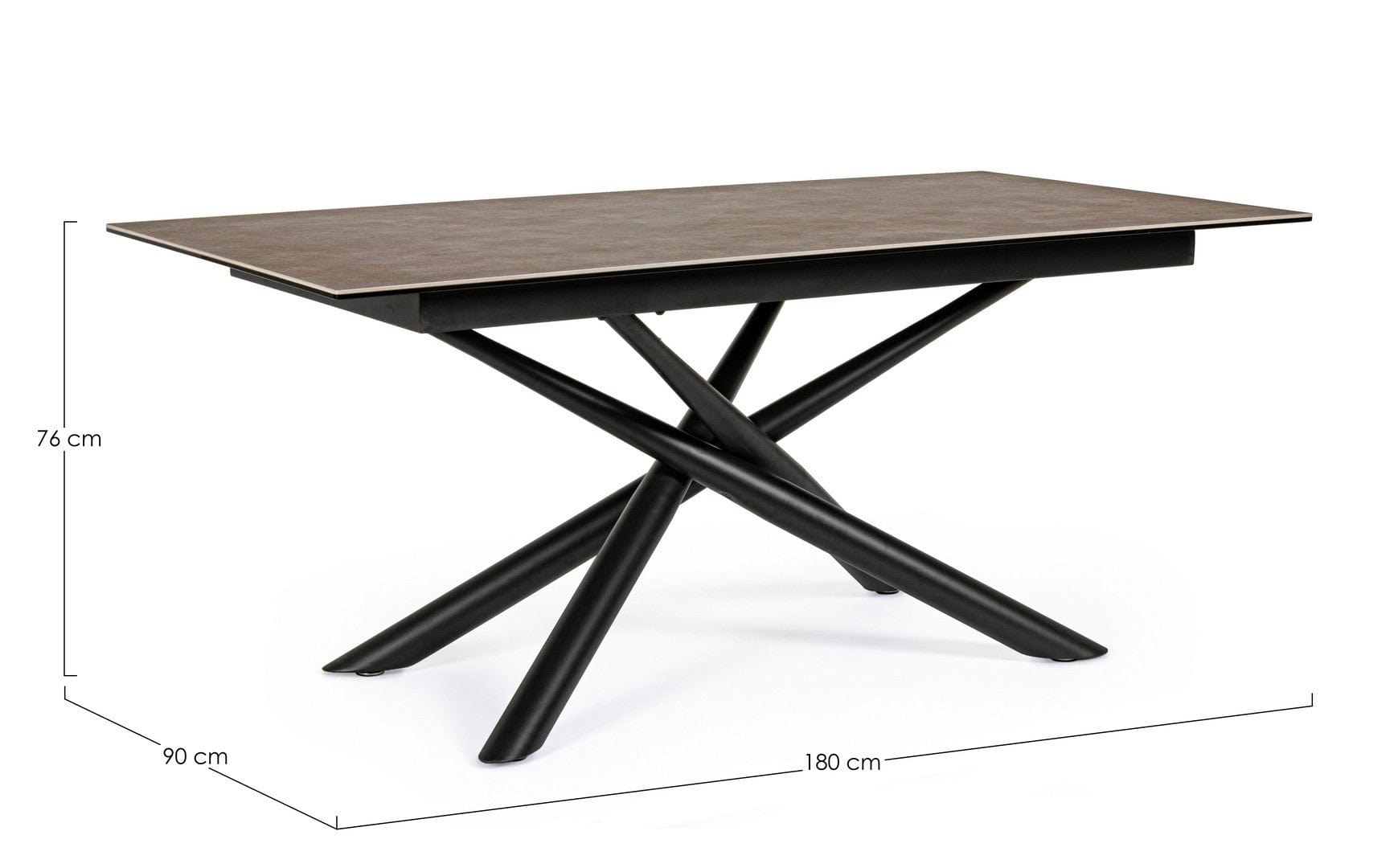 Masa extensibila din ceramica, sticla si metal Seyfert Grej / Negru, L180xl90xH76 cm (7)