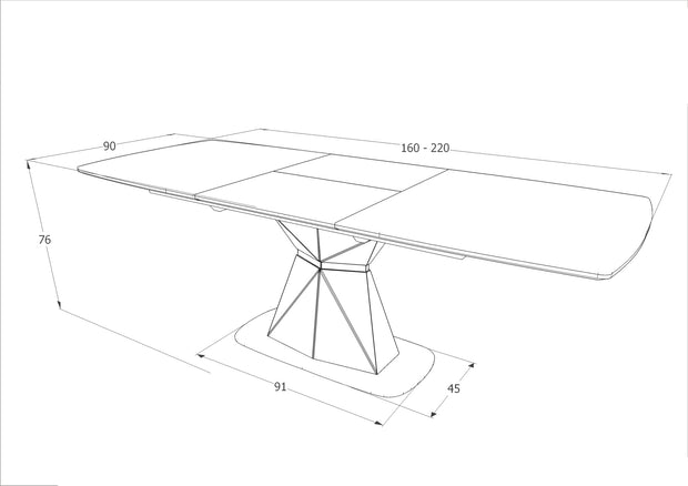 Signal Masa extensibila din MDF, ceramica si metal Corentin Gri, L160-210xl90xH76 cm