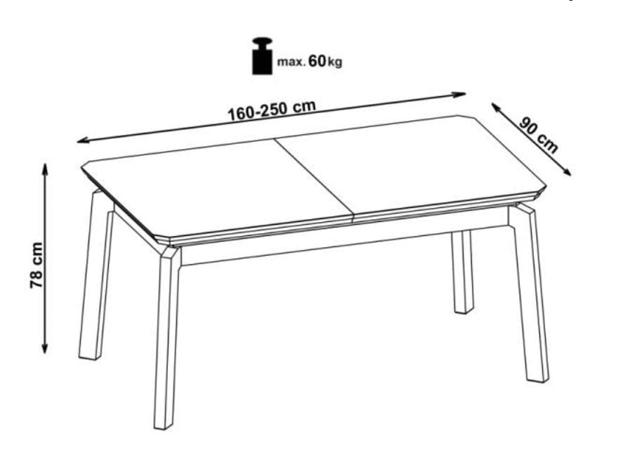 Halmar Masa extensibila din MDF, furnir si lemn, Rivas Stejar Honey, L160-250xl90xH78 cm