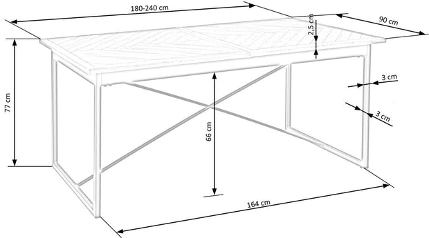 Masa extensibila din MDF, furnir si metal, Alvarado Stejar / Negru, L180-240xl90xH77 cm (15)