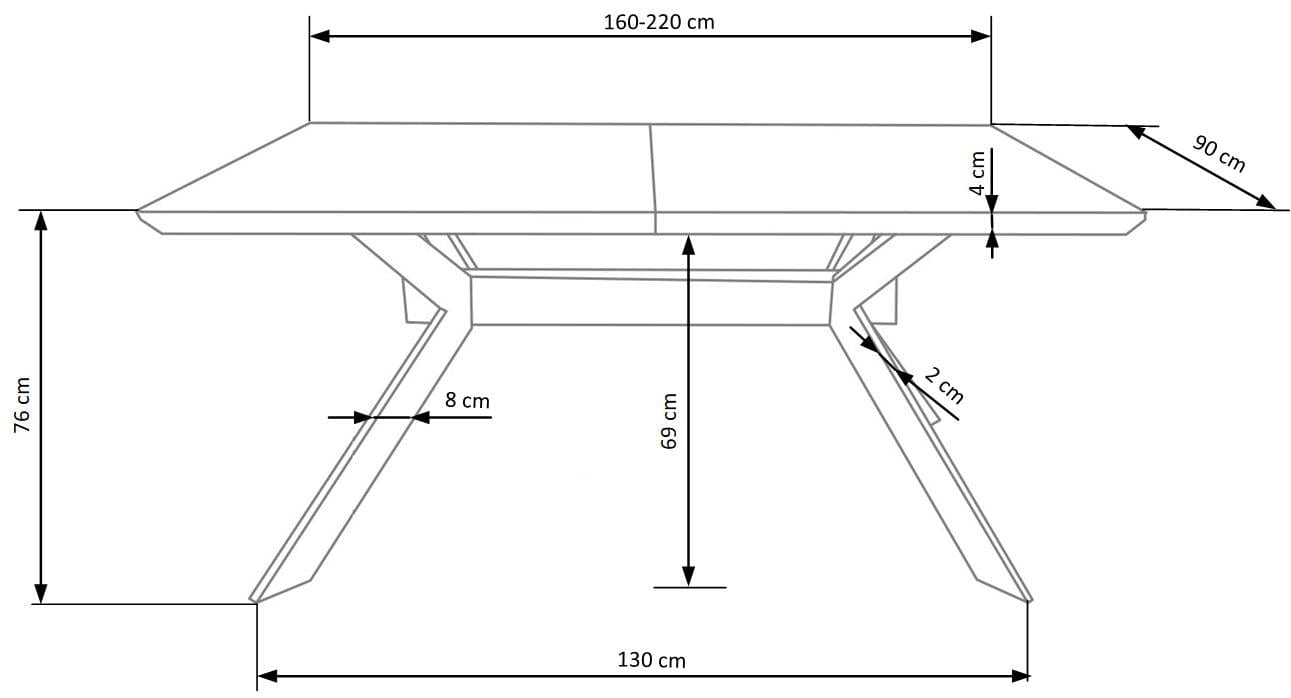 Halmar Masa extensibila din MDF, furnir si metal, Bacaro Stejar / Negru, L160-220xl90xH76 cm