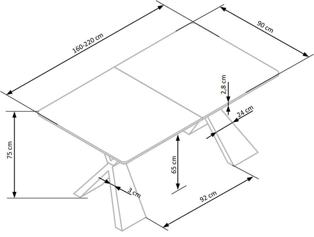 Masa extensibila din MDF, furnir si metal, Chandra Stejar / Negru, L160-220xl90xH75 cm (7)