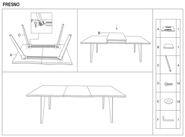 Masa extensibila din MDF, furnir si metal, Freddy Stejar Natural / Negru, L150-210xl90xH76 cm (10)