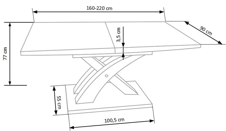 Halmar Masa extensibila din MDF Sander Stejar Sonoma, L160-220xl90xH77 cm