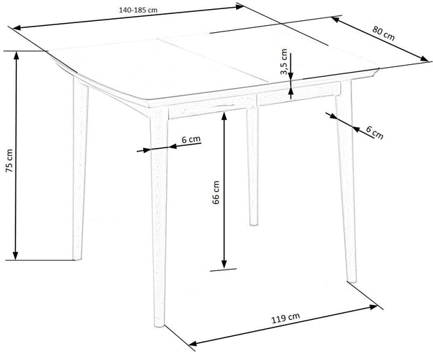 Halmar Masa extensibila din MDF si lemn, Brayden Alb / Stejar Lefkas, L140-185xl80xH75 cm