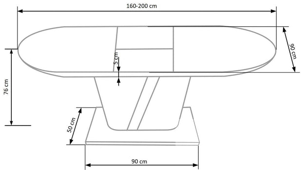 Masa extensibila din MDF si metal, Iberic Crem / Gri, L160-200xl90xH76 cm (3)