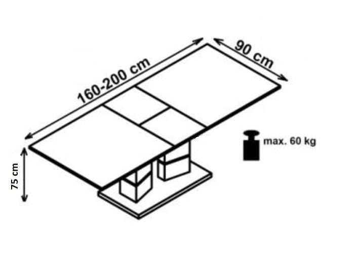 Halmar Masa extensibila din MDF si metal, Lordino Gri Deschis / Gri Inchis, L160-200xl90xH75 cm