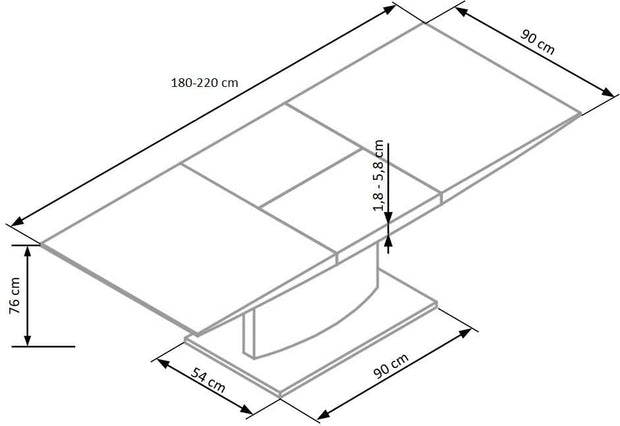 Halmar Masa extensibila din MDF si metal, Marcellino Alb, L180-220xl90xH76 cm