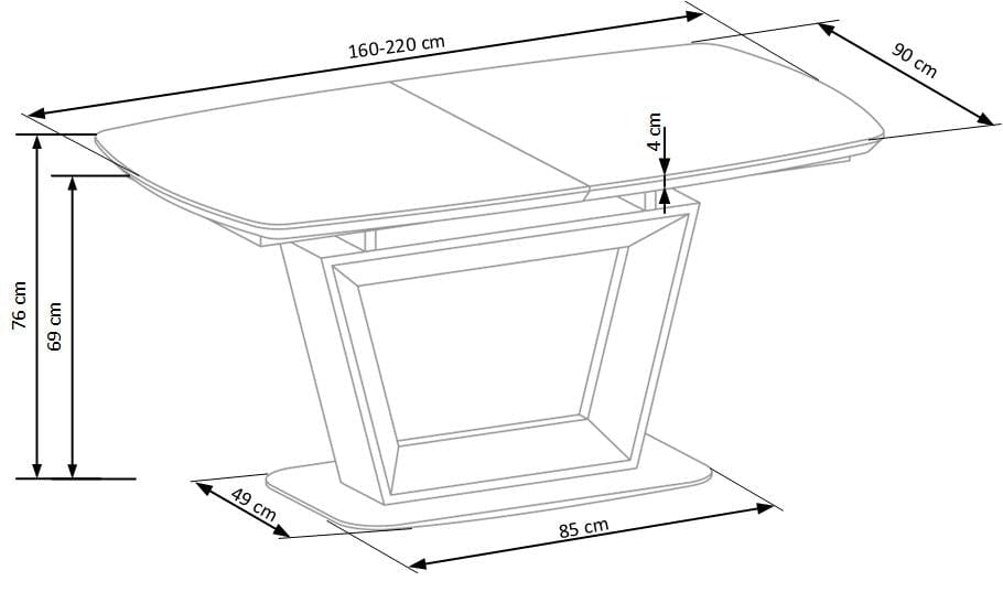 Halmar Masa extensibila din MDF si metal Negra Stejar / Negru, L160-220xl90xH76 cm