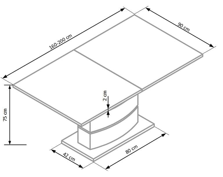 Masa extensibila din MDF si metal Novak Alb, L160-200xl90xH75 cm (9)