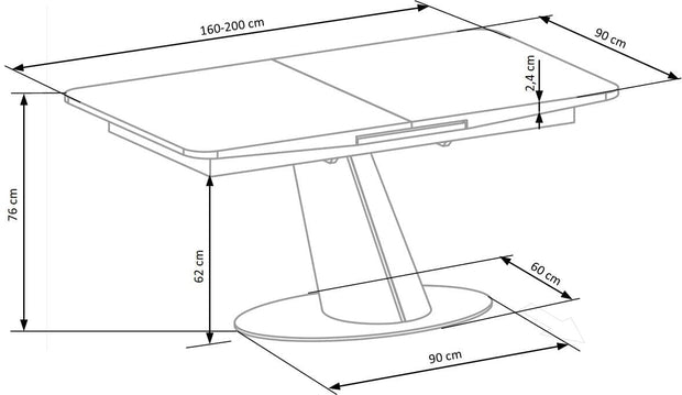 Masa extensibila din MDF si metal, Odette Alb, L160-200xl90xH76 cm (15)