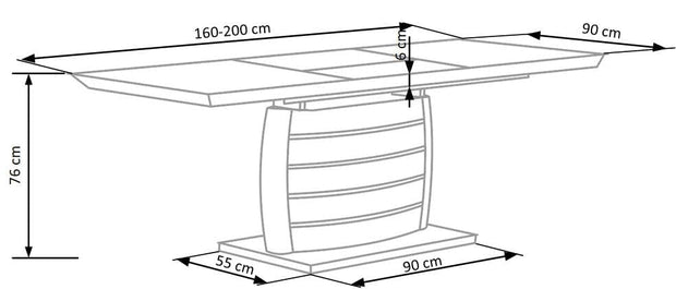 Masa extensibila din MDF si metal, Onni Alb, L160-200xl90xH76 cm (3)