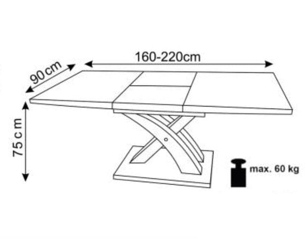 Halmar Masa extensibila din MDF si metal, Sander 3 Stejar Auriu / Negru, L160-220xl90xH73 cm