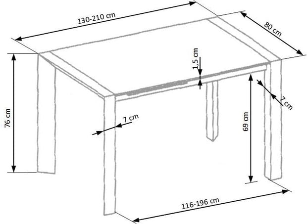 Masa extensibila din MDF si metal, Stanislav Alb, L130-210xl80xh76 cm (7)