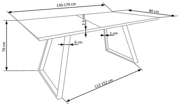 Halmar Masa extensibila din MDF si metal Trevani Stejar Sonoma, L130-170xl80xH76 cm