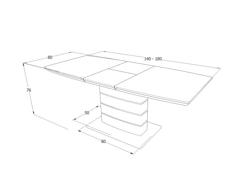 Masa extensibila din MDF si sticla, Leonid Gri / Negru, L140-180xl80xH76 cm (12)