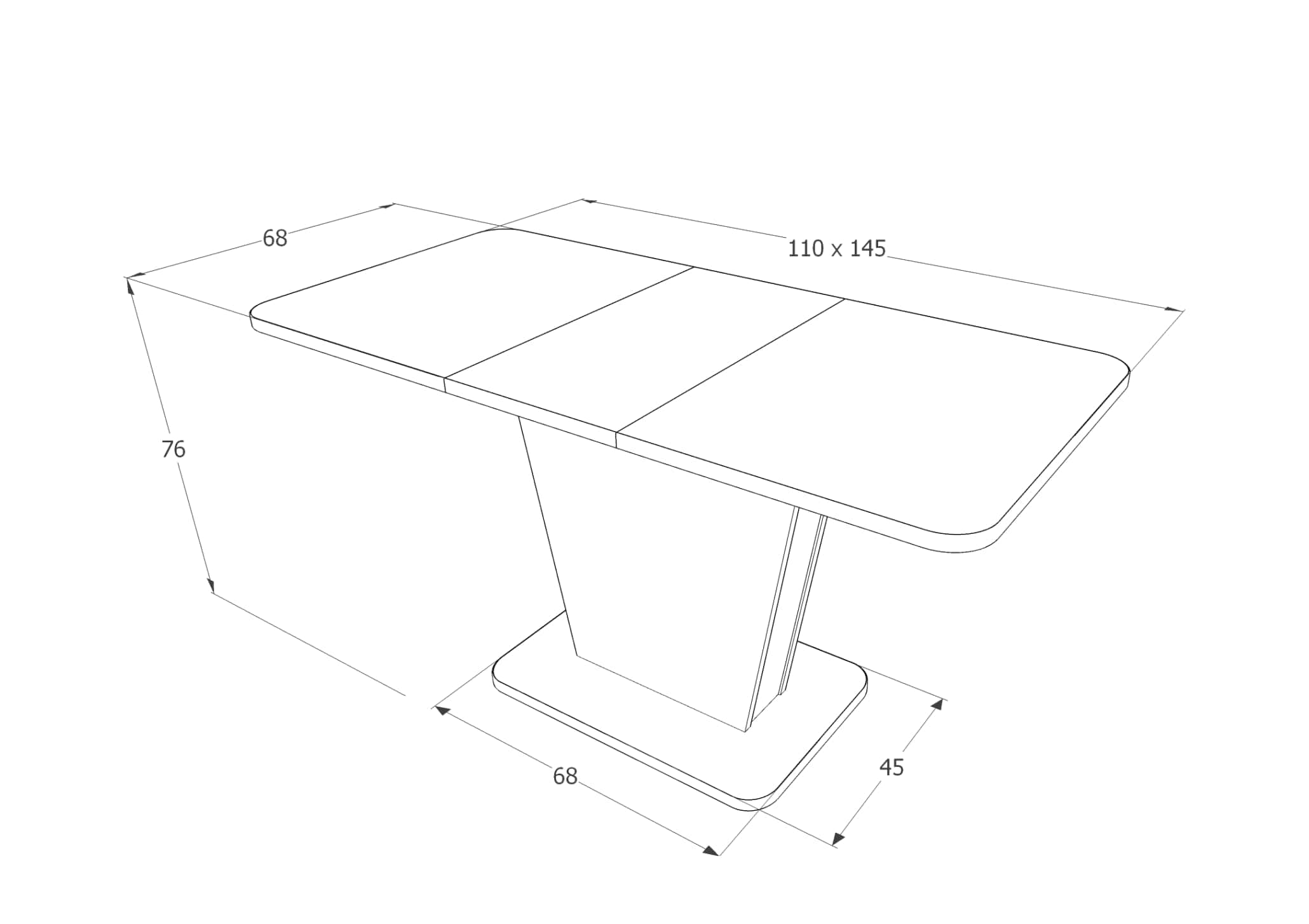 Masa extensibila din pal, Caledon Alb / Stejar Wotan, L110-145xl68xH76 cm (3)