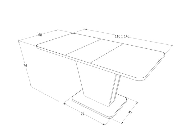 Masa extensibila din pal, Caledon Alb / Stejar Wotan, L110-145xl68xH76 cm (3)