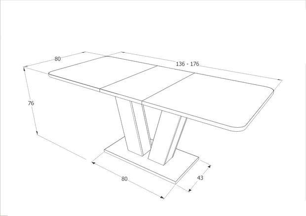 Masa extensibila din pal Powell Stejar Wotan / Maro, L136-176xl80xH76 cm (8)