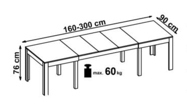 Masa extensibila din pal si MDF, Severus Alb / Stejar Sonoma, L160-300xl90xH76 cm (2)