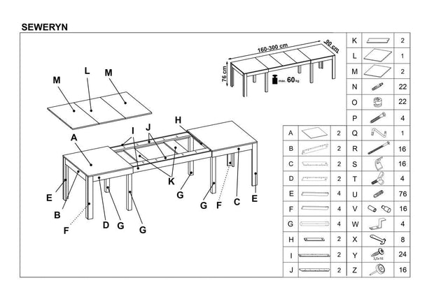 Halmar Masa extensibila din pal si MDF, Severus  Nuc Inchis, L160-300xl90xH76 cm