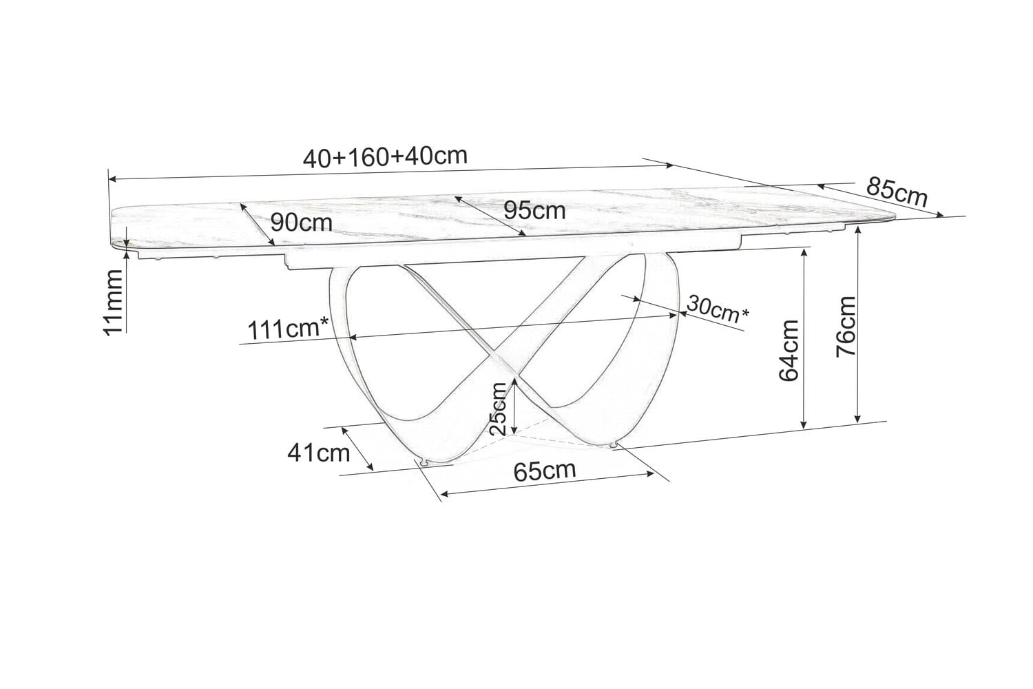 Masa extensibila din sticla, ceramica si metal, Infamy Alb / Maro, L160-240xl95xH76 cm (8)