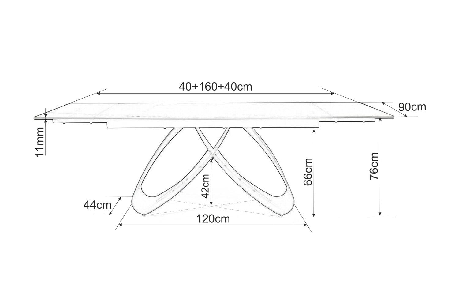 Masa extensibila din sticla, ceramica si metal, Sahara Negru / Negru Mat, L160-240xl90xH76 cm (9)