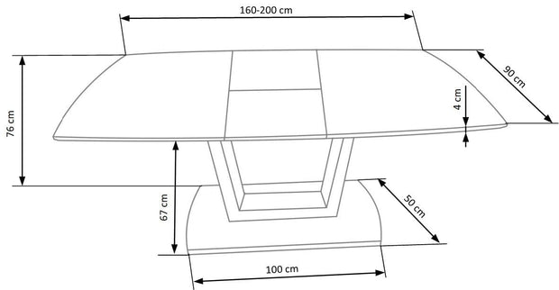 Halmar Masa extensibila din sticla, MDF si metal, Blanchard Marmura / Alb, L160-200xl90xH76 cm