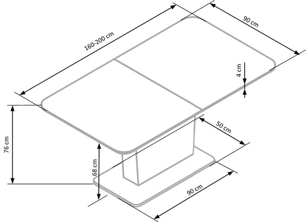 Masa extensibila din sticla, MDF si metal, Bonnye Alb, L160-200xl90xH76 cm (15)