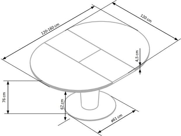 Halmar Masa extensibila din sticla, MDF si metal, Ricko Gri / Gri Inchis, L120-160xl120xH76 cm