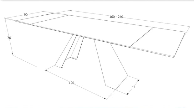 Signal Masa extensibila din sticla si metal Samael Gri / Negru Mat, L160-240xl90xH76 cm