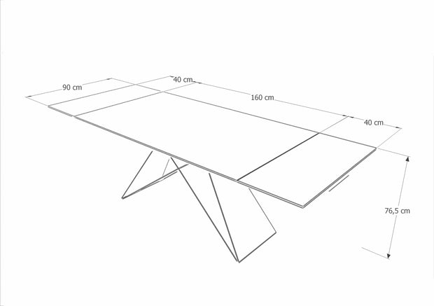 Masa extensibila din sticla si metal, Wesley II Negru, L160-240xl90xH76 cm (1)