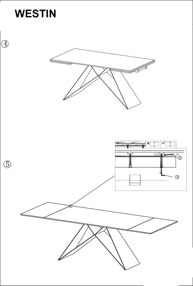 Masa extensibila din sticla si metal, Wesley II Negru, L160-240xl90xH76 cm (3)