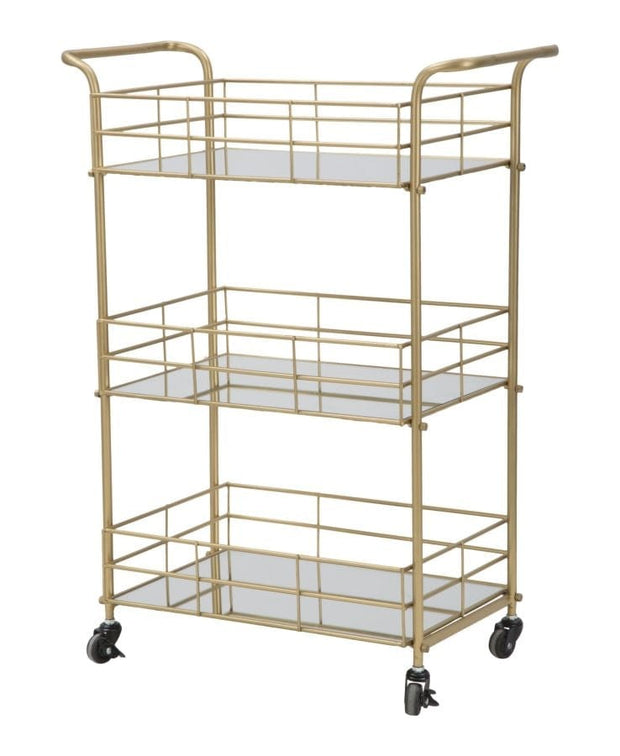 Mauro Ferretti Masa minibar mobila din metal si sticla Glam Rett Auriu, L60xl30,5xH80 cm