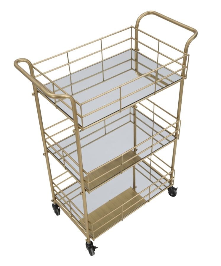 Mauro Ferretti Masa minibar mobila din metal si sticla Glam Rett Auriu, L60xl30,5xH80 cm