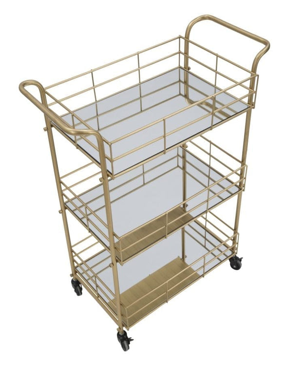 Mauro Ferretti Masa minibar mobila din metal si sticla Glam Rett Auriu, L60xl30,5xH80 cm