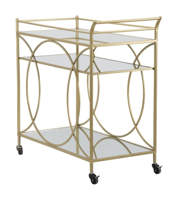 Mauro Ferretti Masa minibar mobila din metal si sticla Infinity Auriu, L80xl40xH80 cm